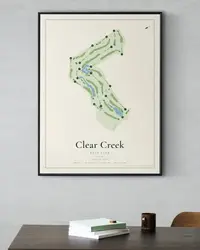 Clear Creek Golf Club map print, in a second room
