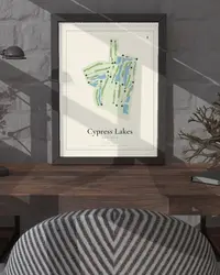 Cypress Lakes Golf Club map print, in a second room