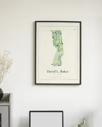 David L. Baker Golf Course map print, in a second room