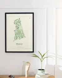 Denver Country Club map print, in a second room