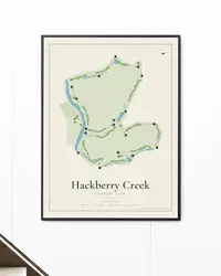 Hackberry Creek Country Club map print, in a second room