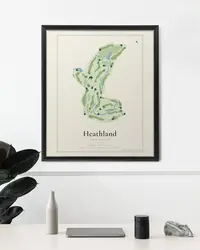 Heathland Golf Course map print, in a second room