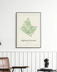Highland National Golf Course map print, in a second room