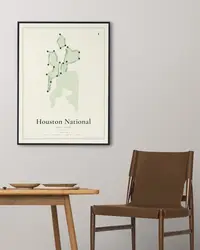 Houston National Golf Club map print, in a second room