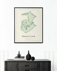 Hunter's Creek Golf Club map print, in a second room