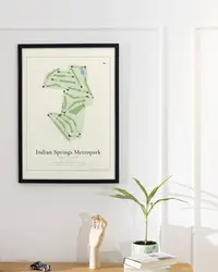 Indian Springs Metropark Golf Course map print, in a second room