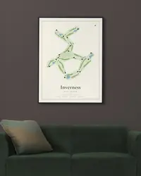 Inverness Golf Course map print, in a second room