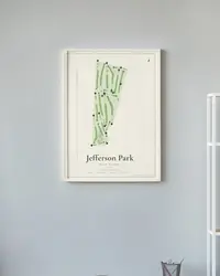Jefferson Park Golf Course map print, in a second room