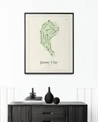 Jimmy Clay Golf Course map print, in a second room