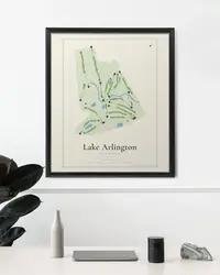 Lake Arlington Golf Course map print, in a second room