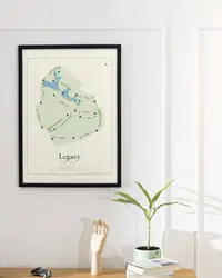 Legacy Golf Links map print, in a second room