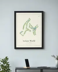 Leisure World - Heron Lakes Golf Course map print, in a second room