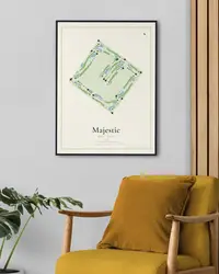 Majestic Golf Club map print, in a second room