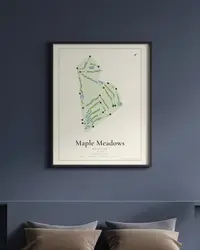 Maple Meadows Golf Club map print, in a second room