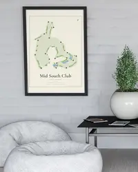 Mid South Club map print, in a second room