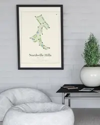 Northville Hills Golf Club map print, in a second room