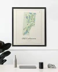 Old Corkscrew Golf Club map print, in a second room