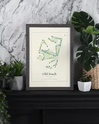 Old South Golf Links map print, in a second room