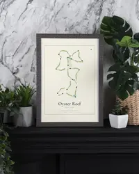 Oyster Reef Golf Club map print, in a second room
