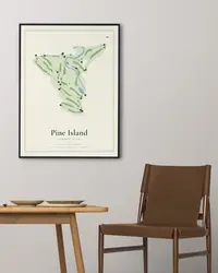 Pine Island Country Club map print, in a second room