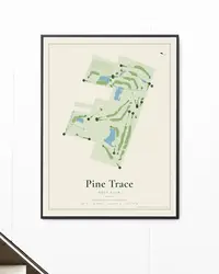 Pine Trace Golf Club map print, in a second room