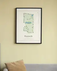 Prestwick Country Club map print, in a second room