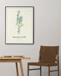 Racoon Creek map print, in a second room