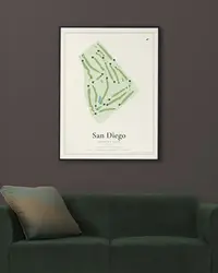San Diego Country Club map print, in a second room
