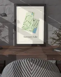 Sanctuary Lake Golf Course map print, in a second room