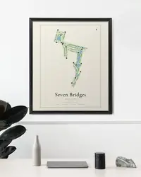Seven Bridges Golf Club map print, in a second room