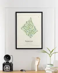 Somerset Country Club map print, in a second room