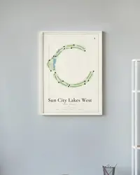 Sun City Lakes West Golf Course map print, in a second room