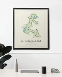 Surf Golf & Beach Club map print, in a second room