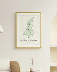 The Clubs of Kingwood - Forest Course map print, in a second room