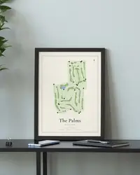 The Palms Golf Club map print, in a second room