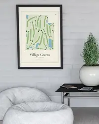 Village Greens of Woodridge map print, in a second room