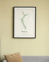 Western Golf and Country Club map print, in a second room
