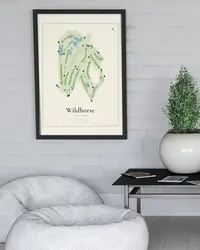 Wildhorse Golf Club map print, in a second room
