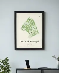 Willowick Municipal Golf Course map print, in a second room