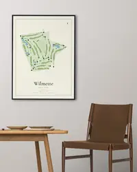 Wilmette Golf Club map print, in a second room