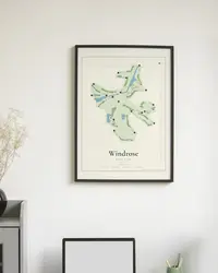Windrose Golf Club map print, in a second room