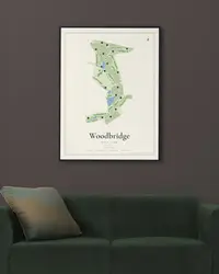Woodbridge Golf Club map print, in a second room